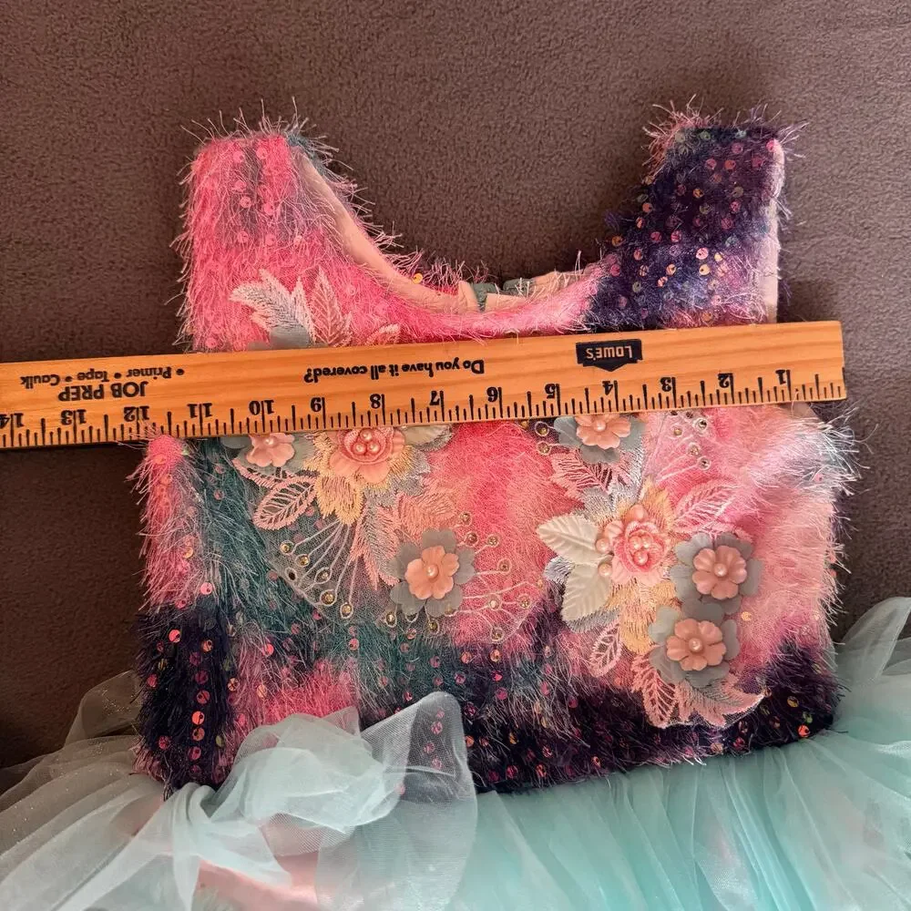 Veera Girls Pastel Rainbow Tutu Gown Maxi Dress 26‎ Made in India Party Fancy